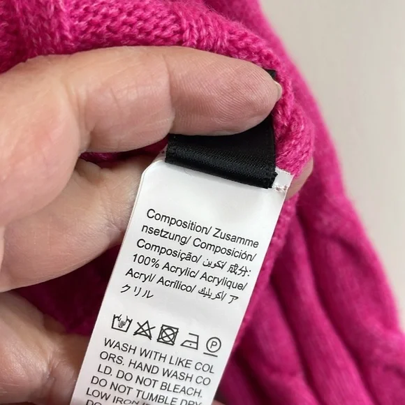 Shein Fuchsia Pink Cable Knit Sweater Crewneck Long Sleeve Size L 8/10 - Picture 8 of 11